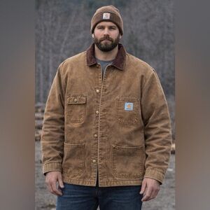 Vintage Carhartt Blanket-Lined Chore Coat | Distressed Workwear | Big & Tall Fit